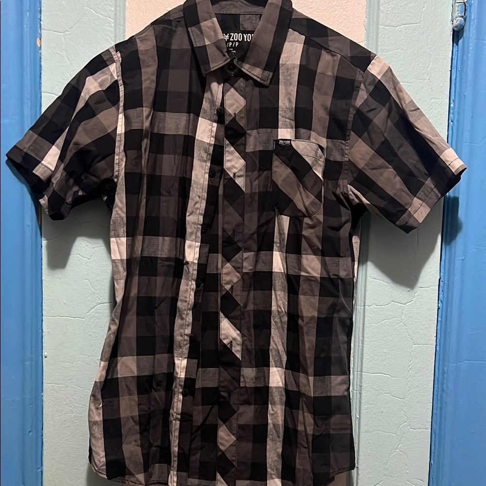 Zoo York young Black and Gray Plaid Shirt